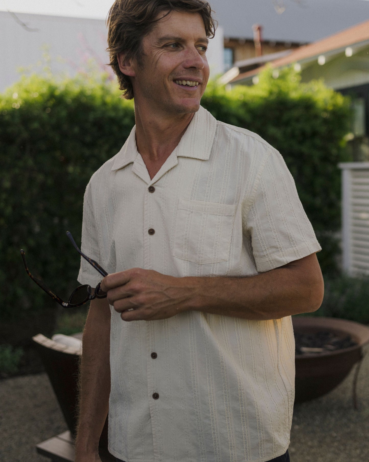 Havana Camp Collar Shirt - Driftwood Cream