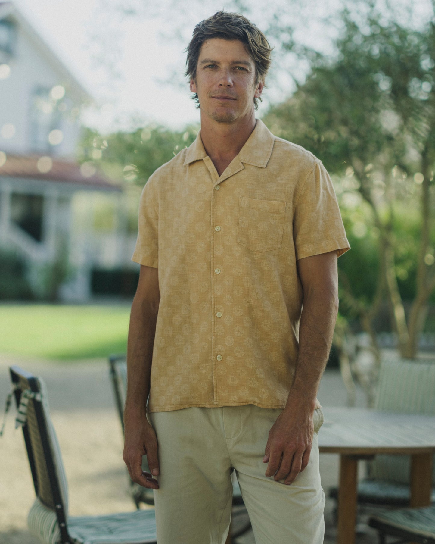 Cottage Loom Printed Camp Shirt - Terracotta Geo