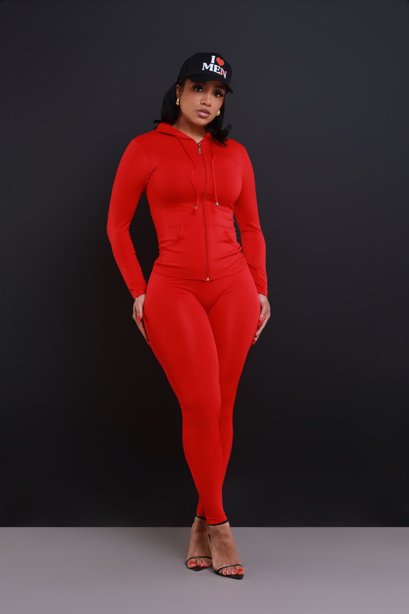 Just Vibing Seamless Zip Up Legging Set - Red