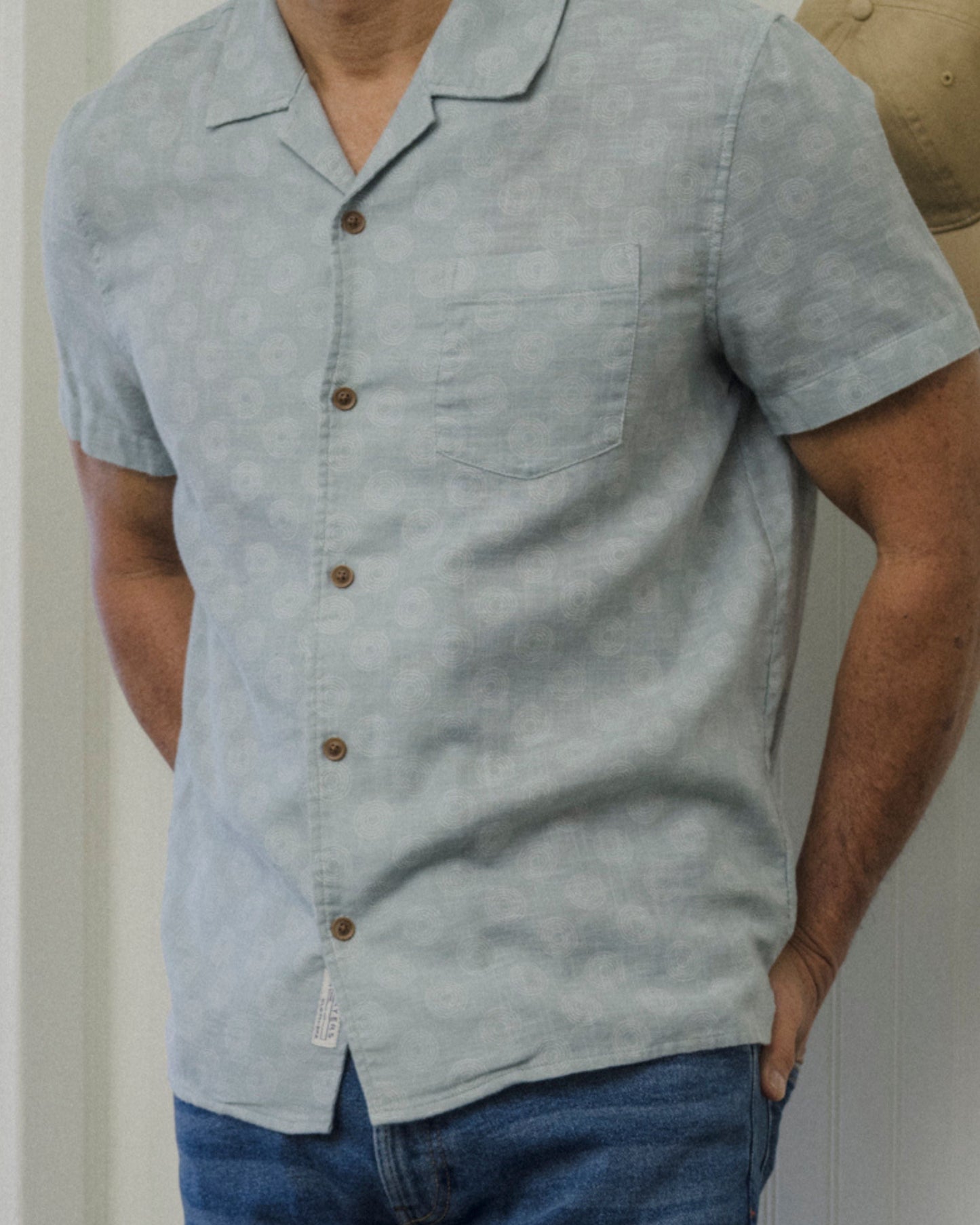 Cottage Loom Printed Camp Shirt - Blue Moon Geo