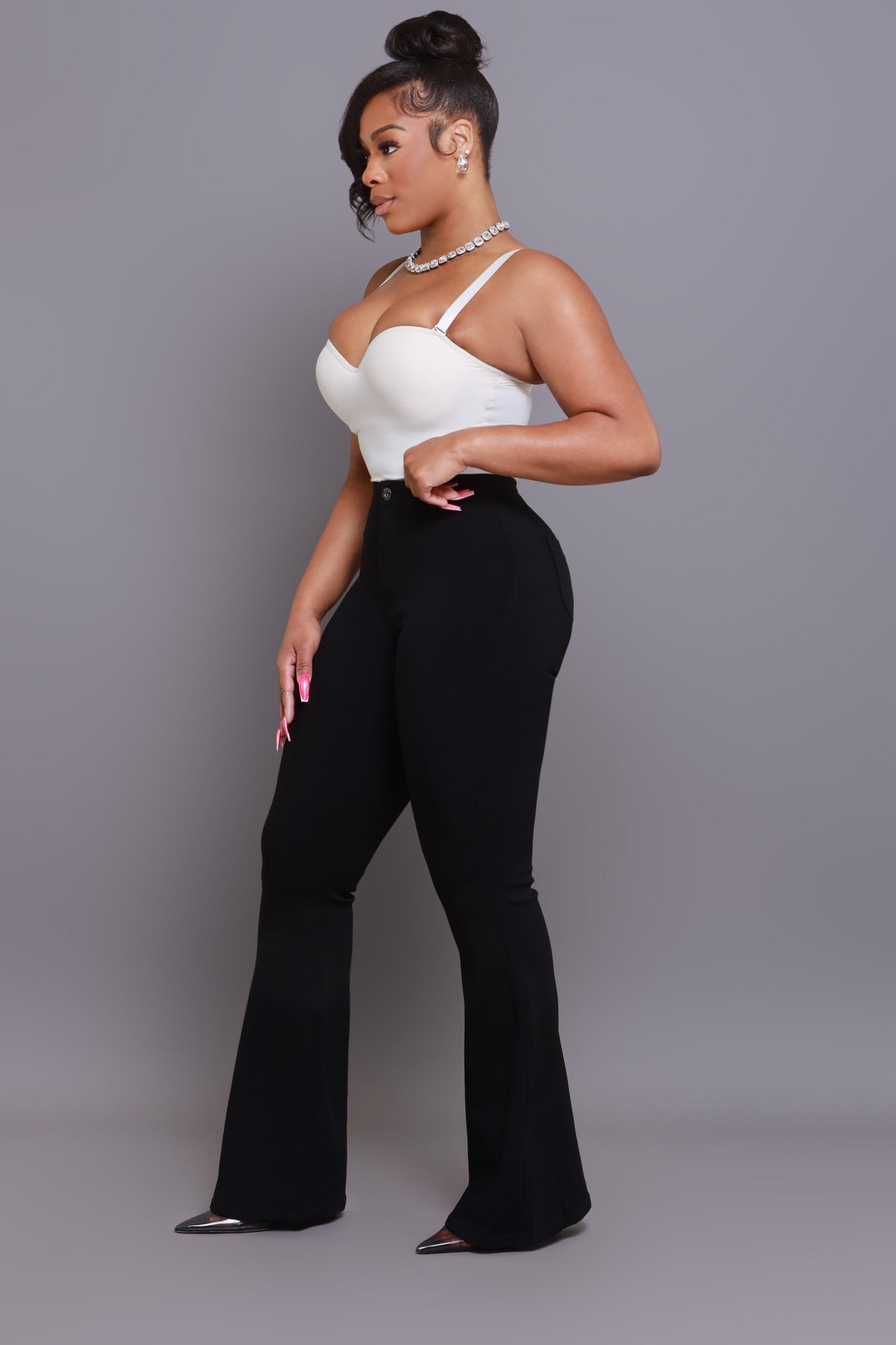 Fit & Flare Super Stretchy High Rise Jeans - Black
