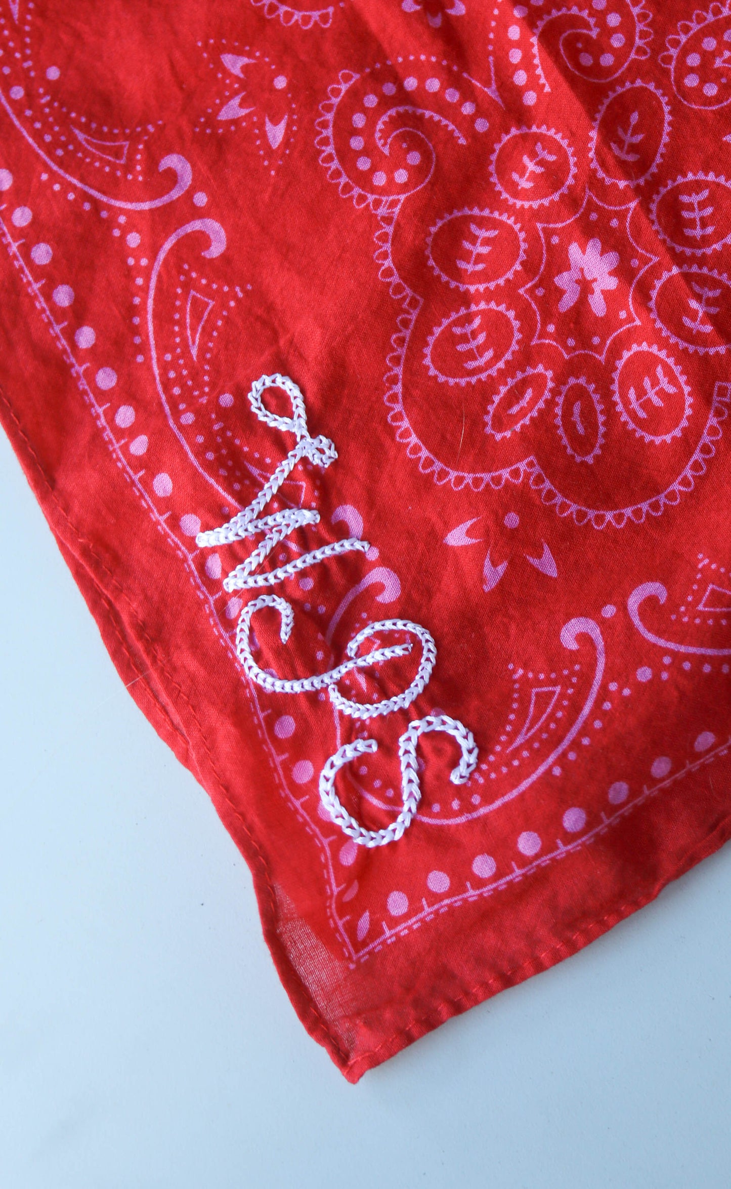 embroidered bandana with chainstitch