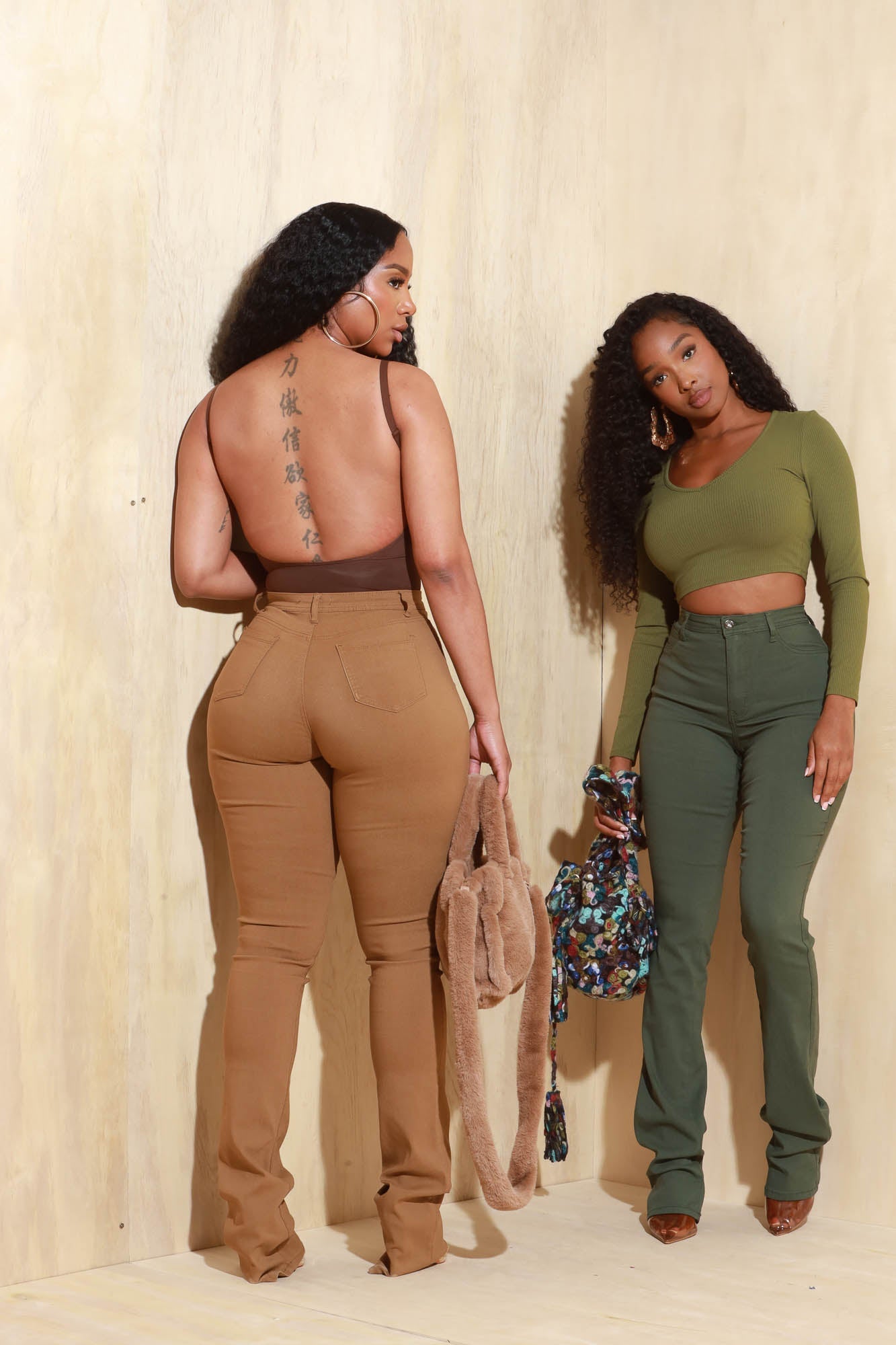 Right Call High Rise Stacked Bootcut Jeans - Olive