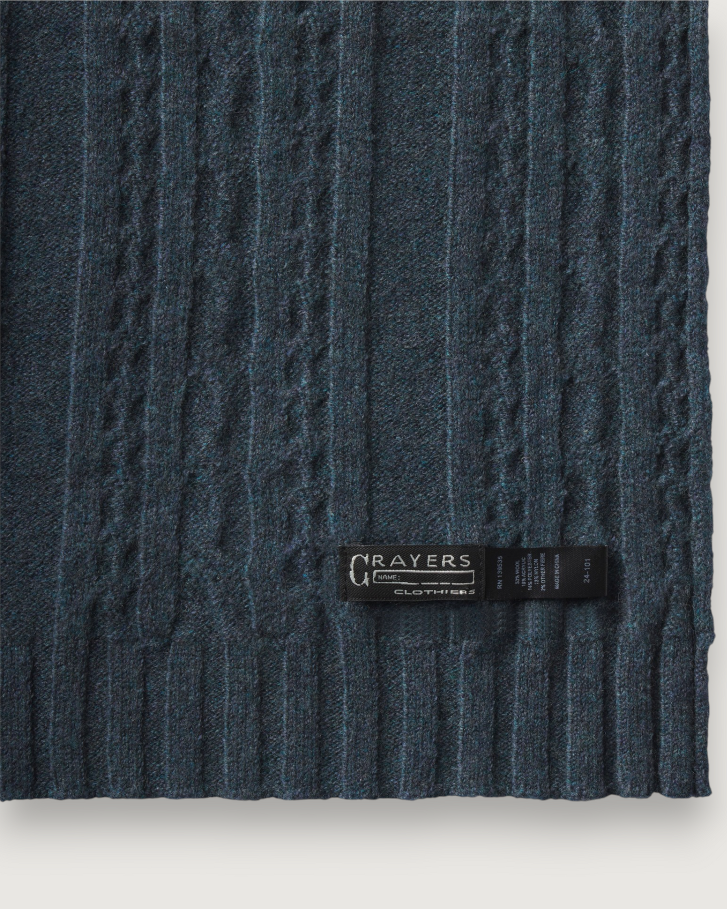 Yarmouth Cable Scarf - Navy Blue
