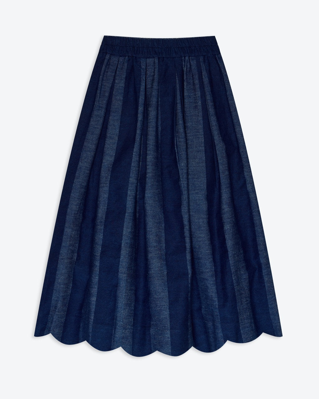 Lowie Stripe Denim Scallop Skirt