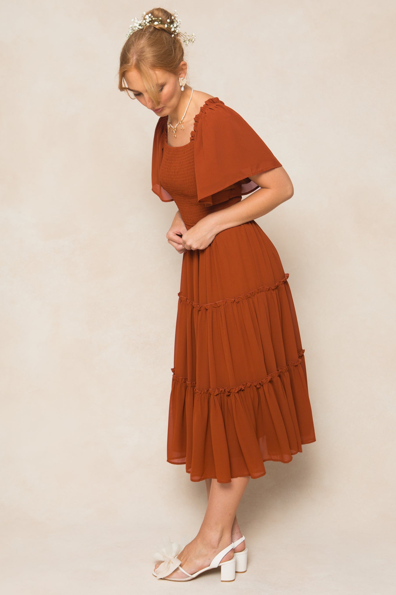 Ellie Dress in Amber Chiffon