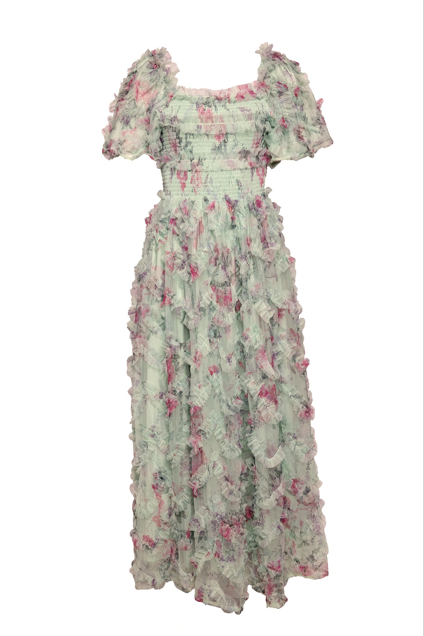 Florentina Dress in Pistachio Aquarelle Fleur