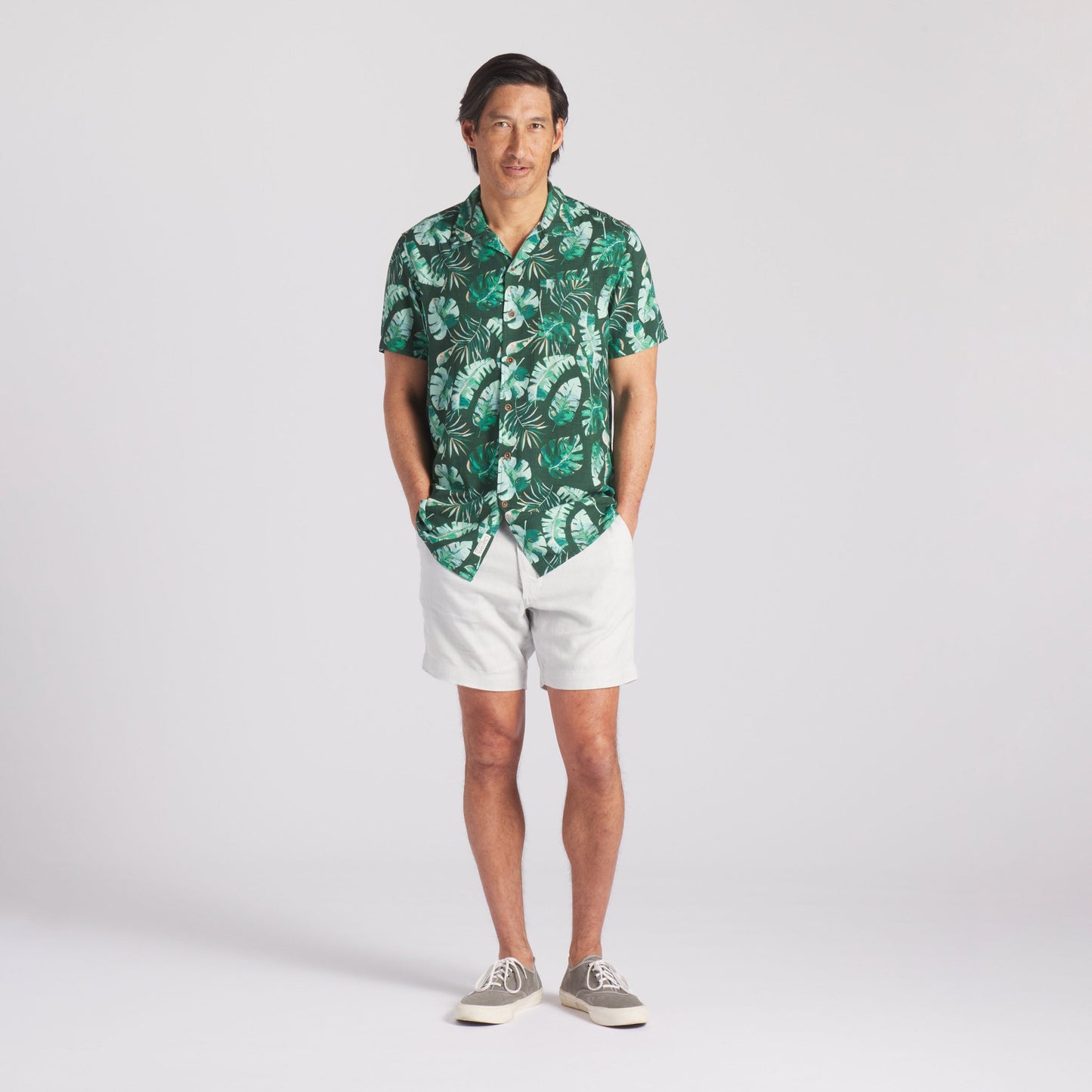 Vintage Hawaiian Camp Collar Shirt - Green Leaf