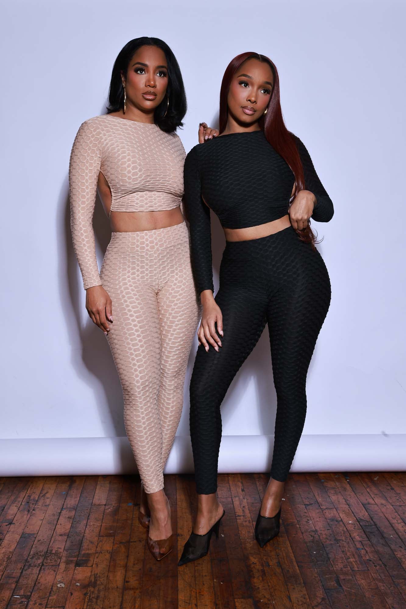 There She Go Open Back Long Sleeve Leggings Set - Mocha