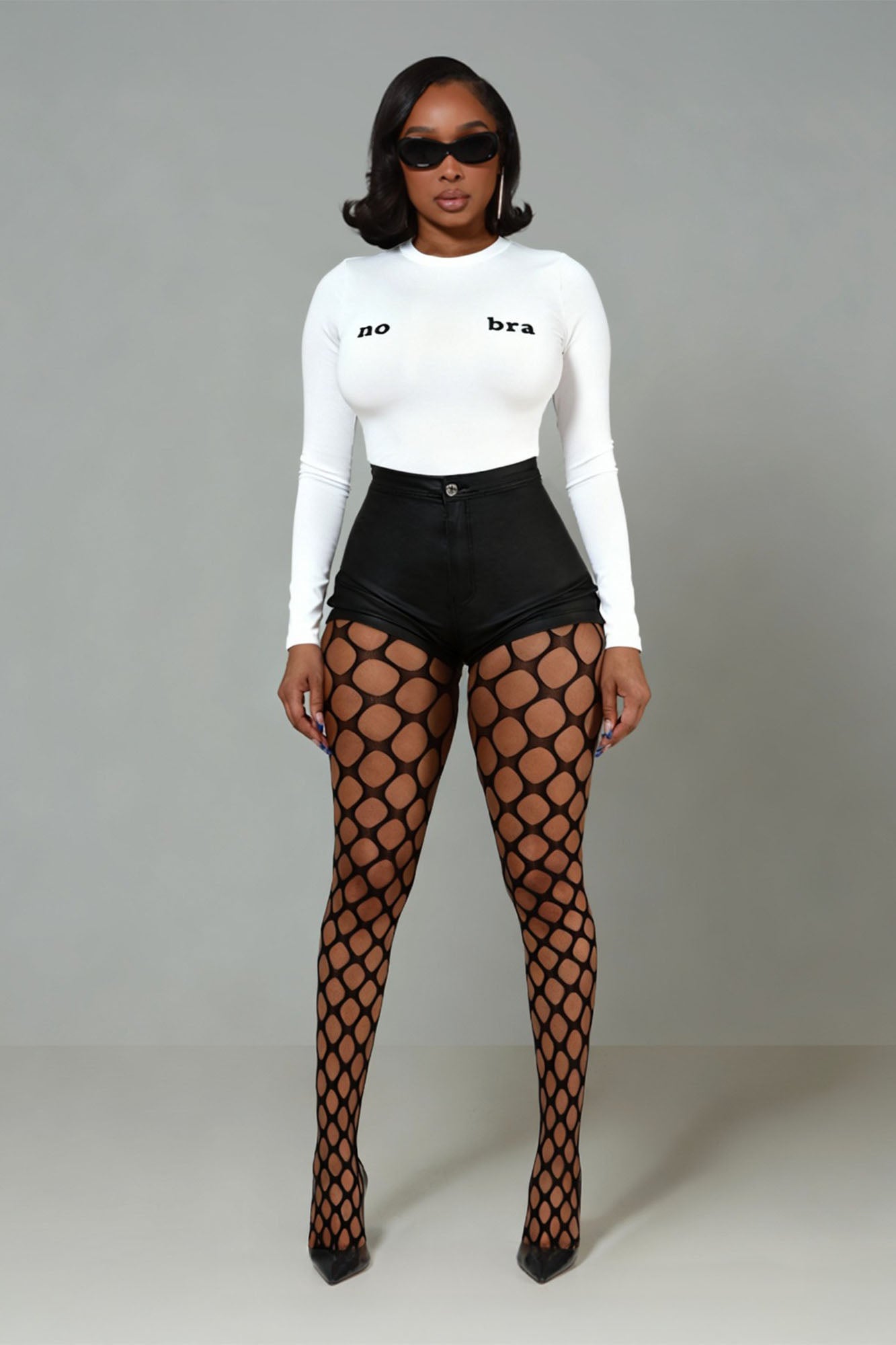 No Bra Graphic Crewneck Long Sleeve T-Shirt - White