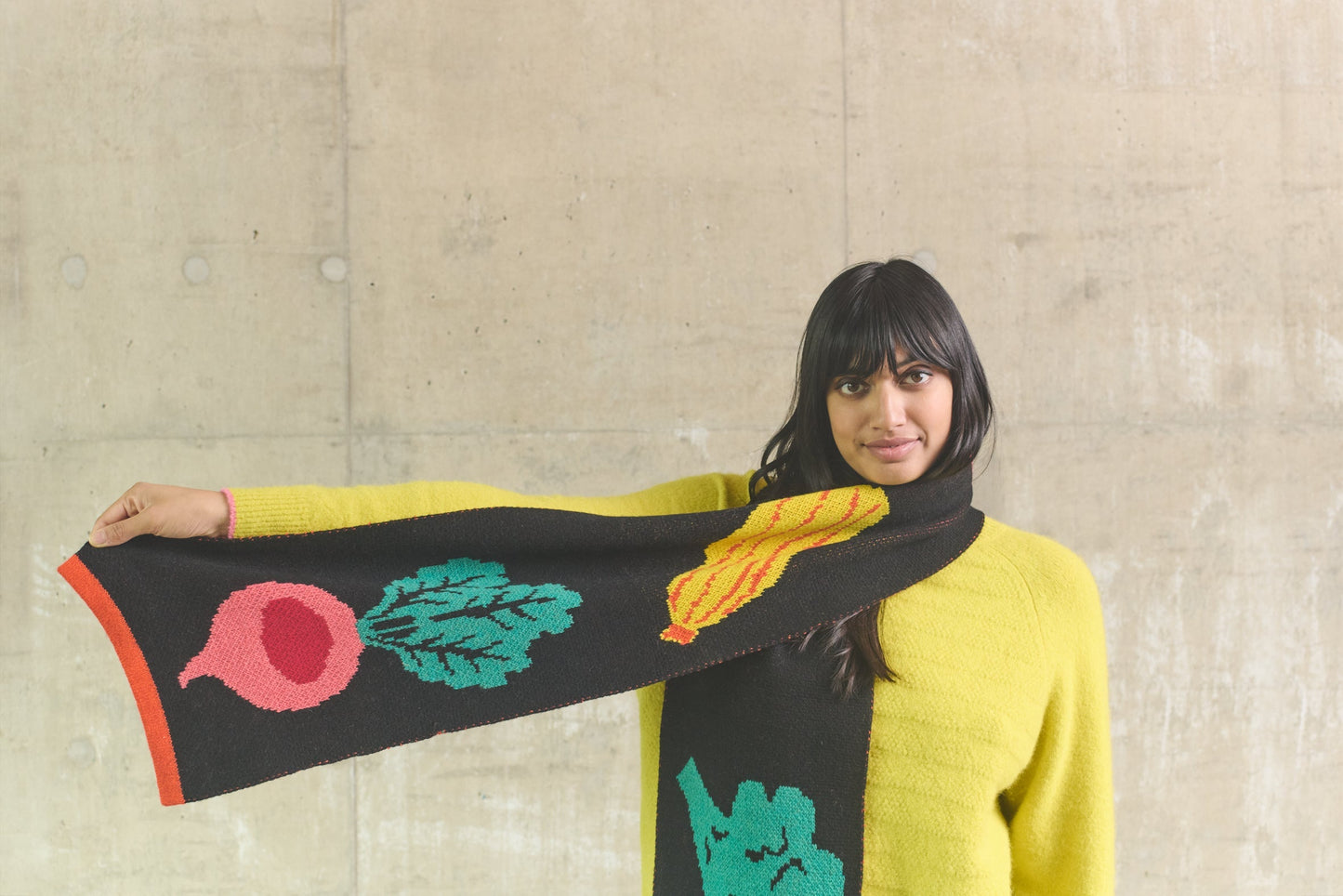 Miss PomPom Vegetables Wool Scarf - Large
