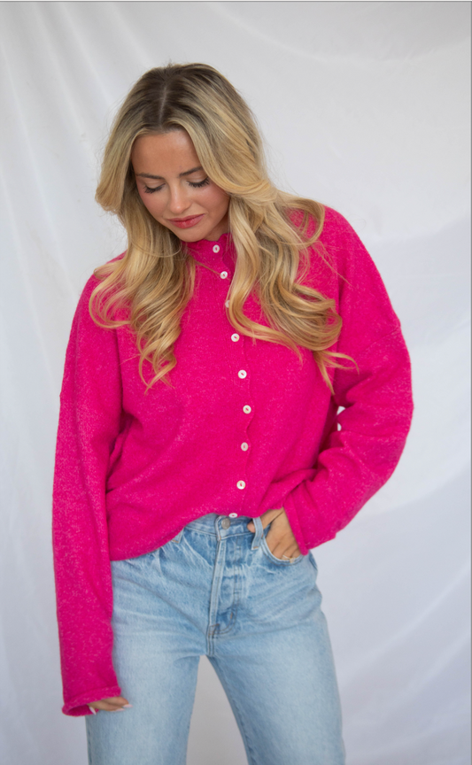 beat of your heart cardigan - fuchsia