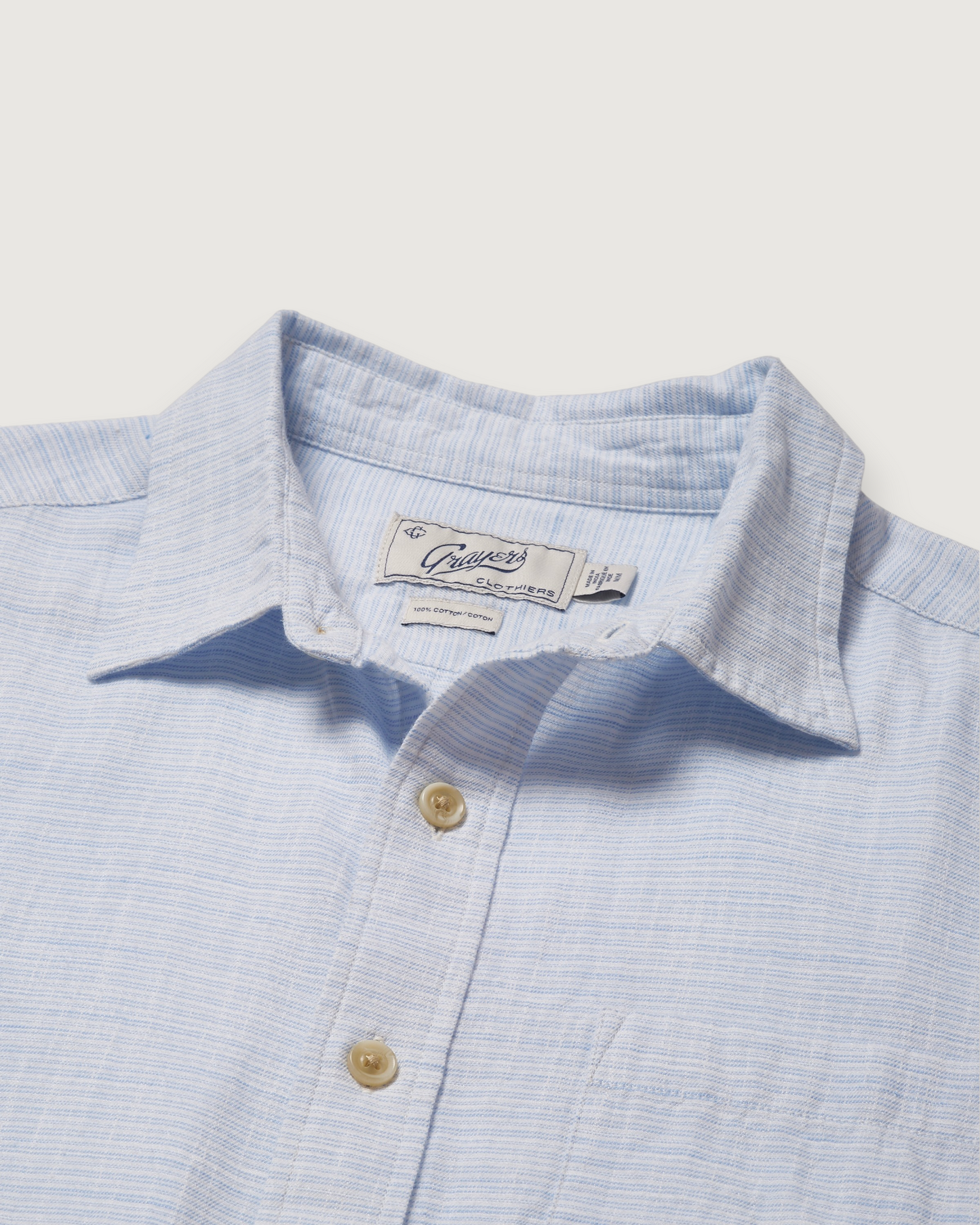 Light Weight Power Loom Short Sleeve Shirt - Blue Stripe