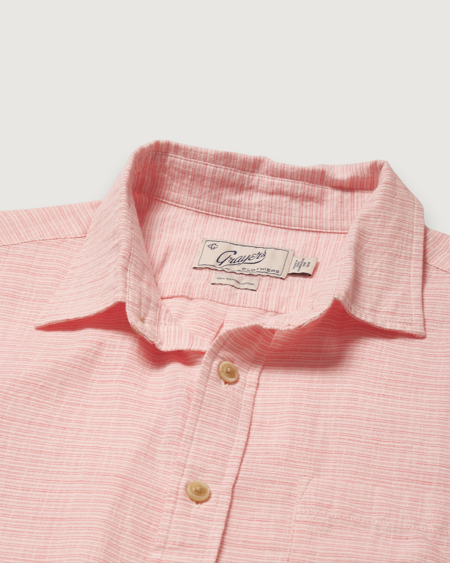 Light Weight Power Loom Short Sleeve Shirt - Red Stripe