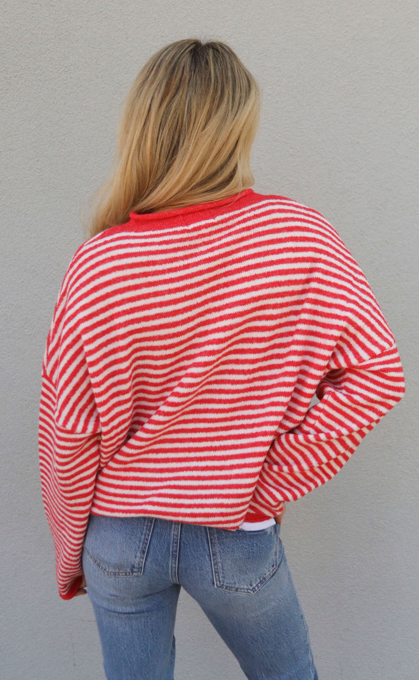 beat of your heart cardigan - red/cream