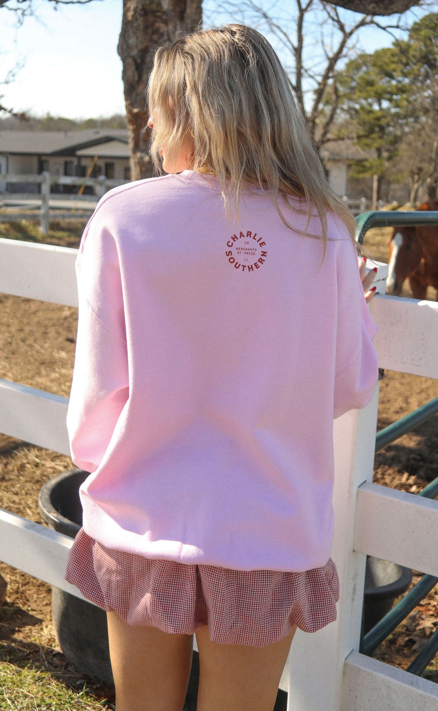 charlie southern: cowboys are calling sweatshirt - pink