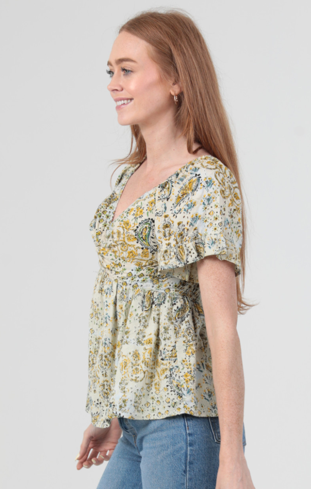 Clarissa Paisley Twist Front Top