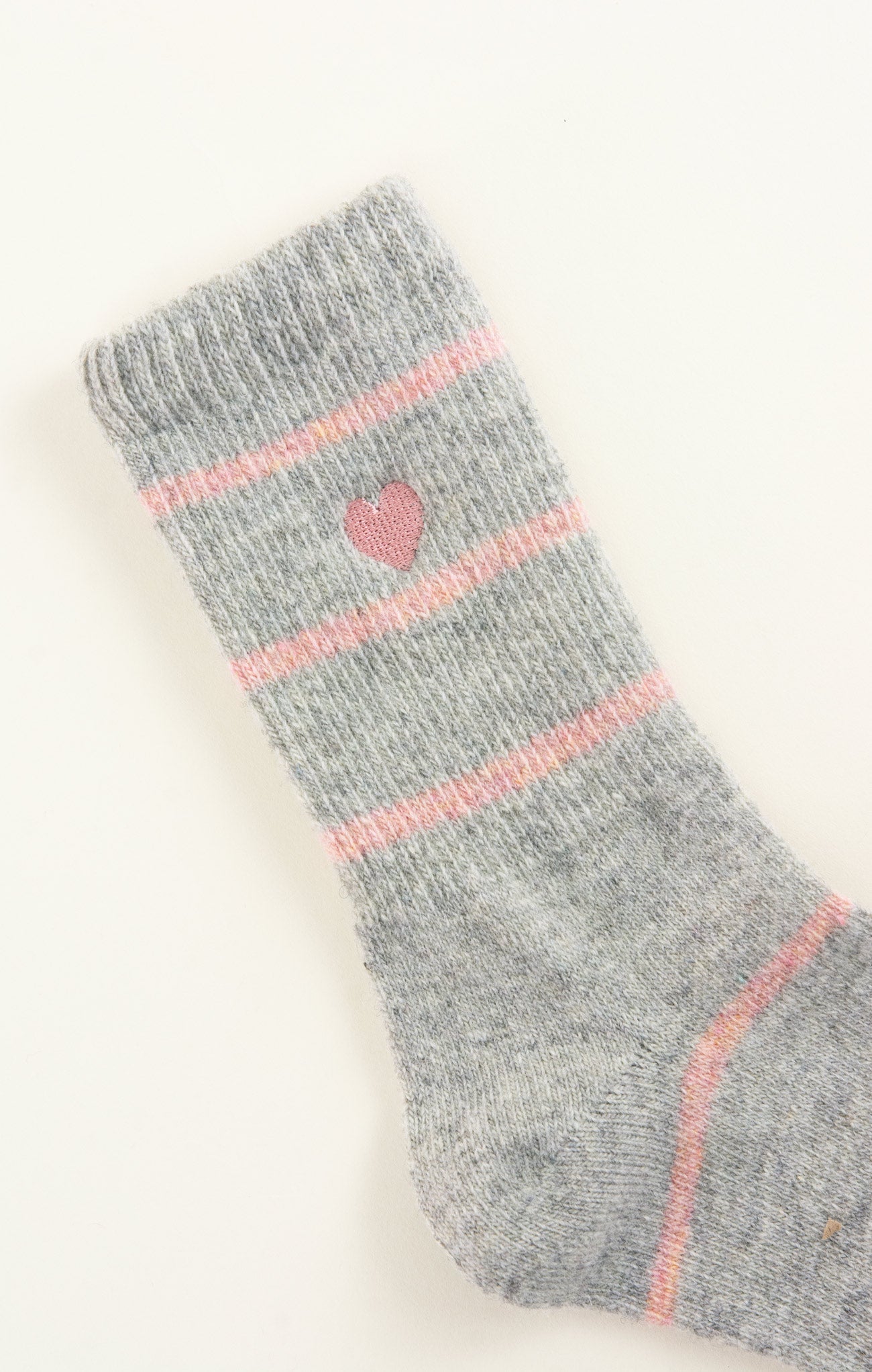 Heather Grey Striped Heart Sock