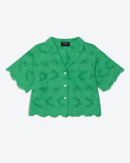 Lowie Green Broderie Boxy Shirt