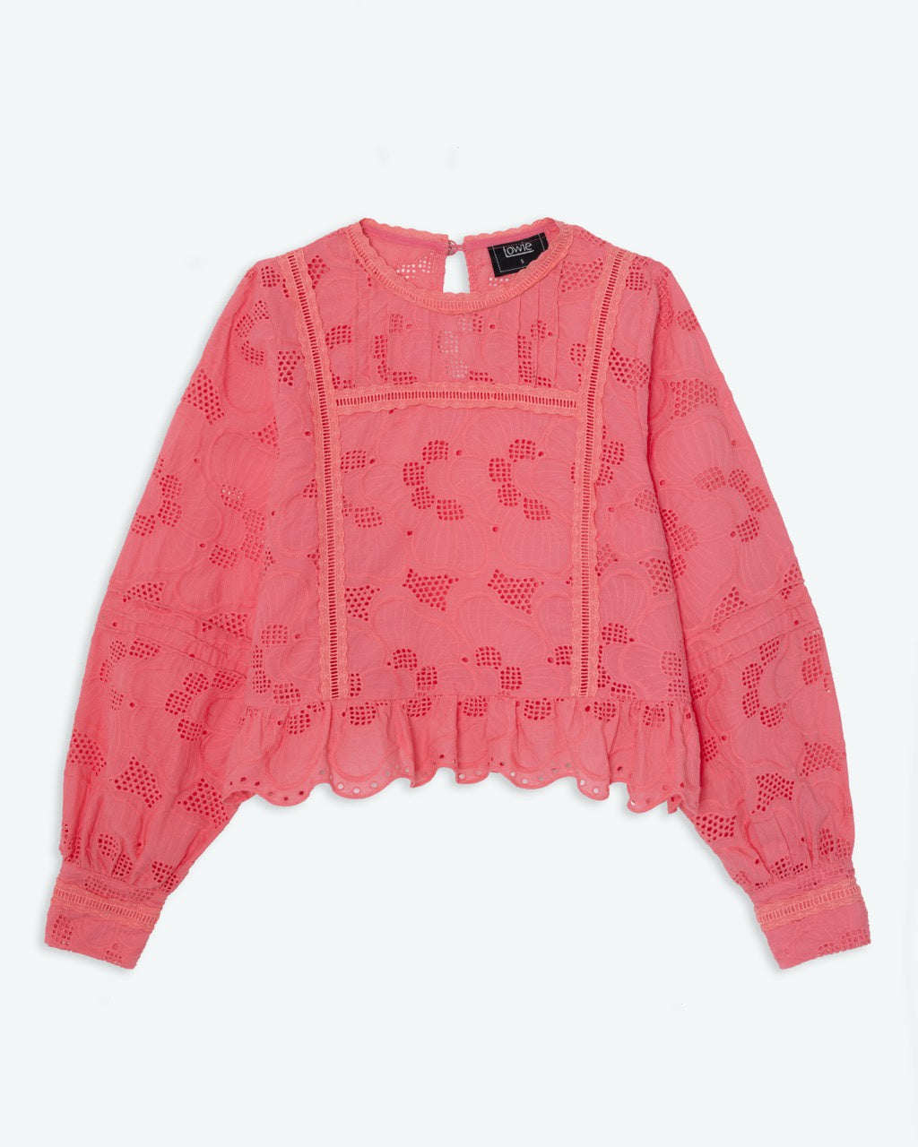 Lowie Pink Broderie Long Sleeve Blouse