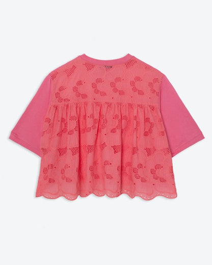 Lowie Pink Jersey Mix Top