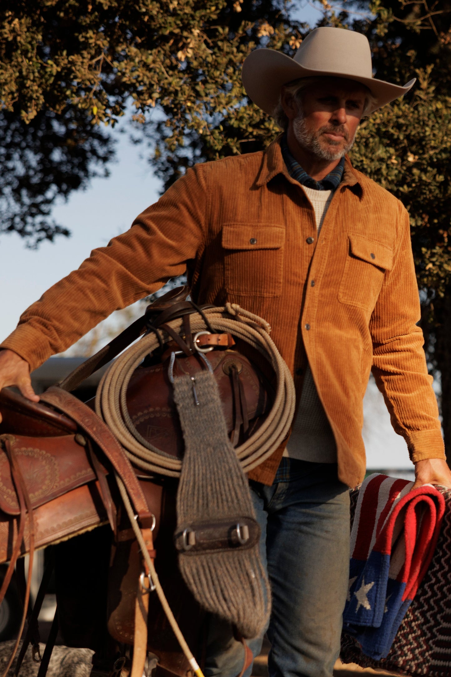 Catalina Rope Cord Shirt Jacket - Cognac