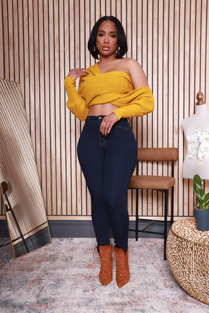 Multi Way Wrap Sweater - Honey
