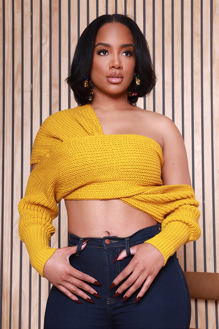 Multi Way Wrap Sweater - Honey