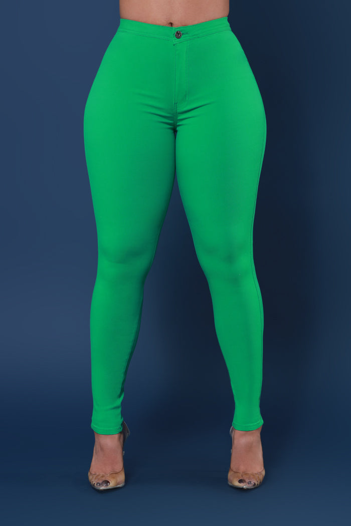 Super Swank High Waist Stretchy Jeans - Kelly Green Limited Color
