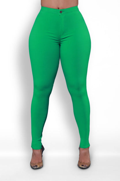 Super Swank High Waist Stretchy Jeans - Kelly Green Limited Color