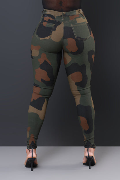 Drive Me Crazy High-Rise Camo Stretch Skinny Jeans - Abstract Camouflage