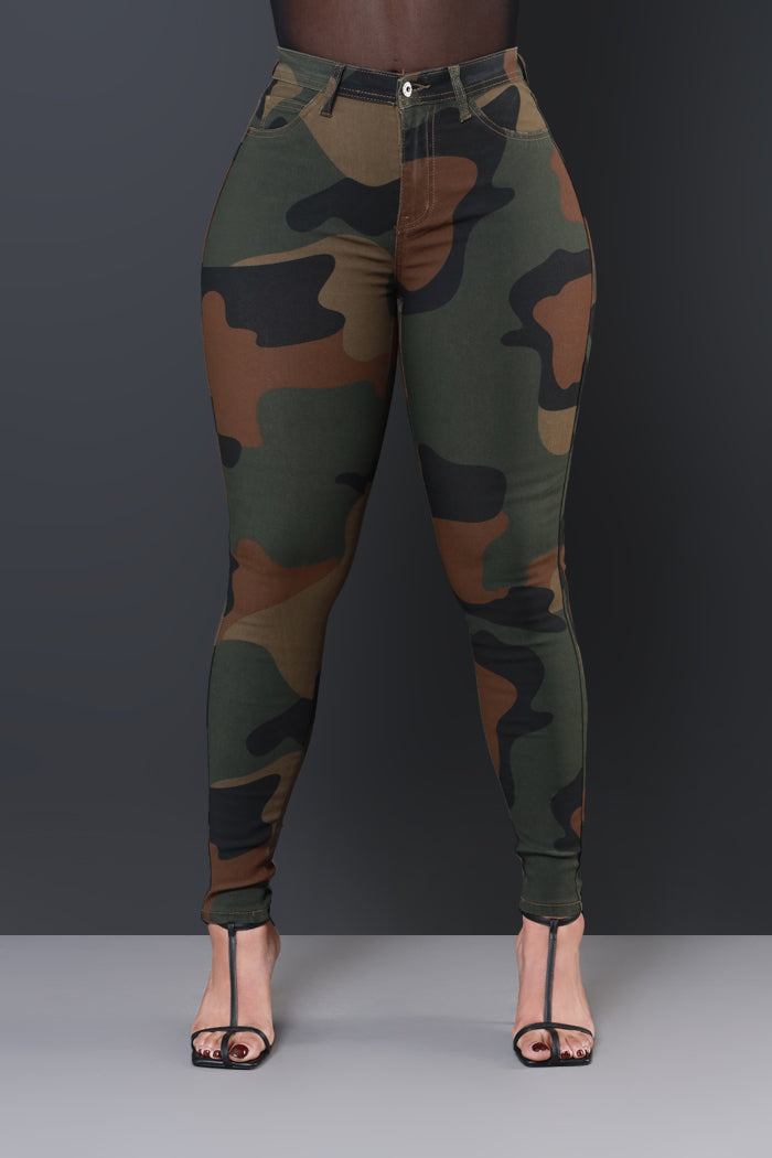 Drive Me Crazy High-Rise Camo Stretch Skinny Jeans - Abstract Camouflage