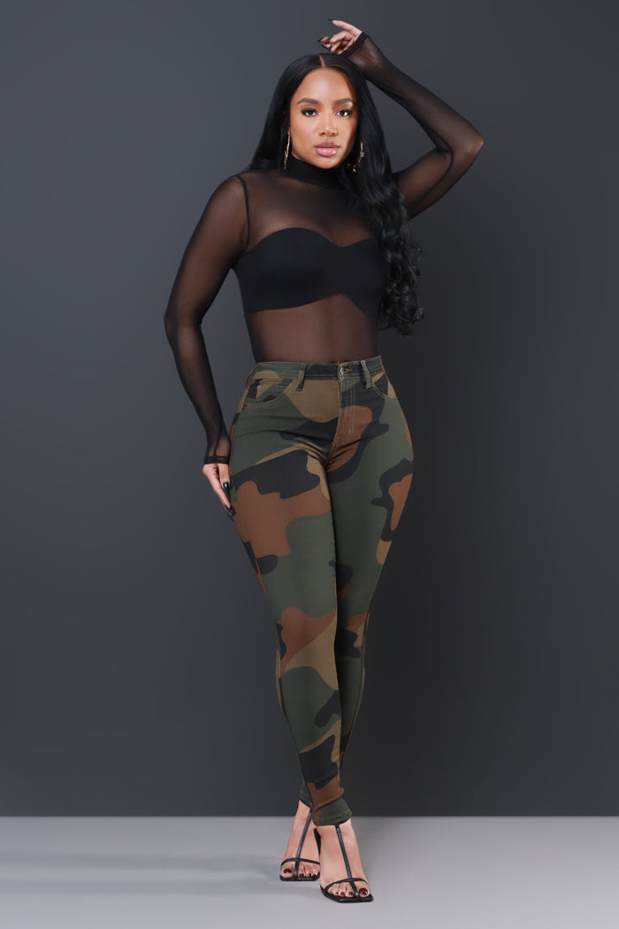 Drive Me Crazy High-Rise Camo Stretch Skinny Jeans - Abstract Camouflage