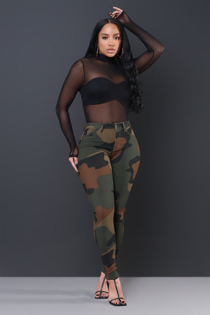 Drive Me Crazy High-Rise Camo Stretch Skinny Jeans - Abstract Camouflage