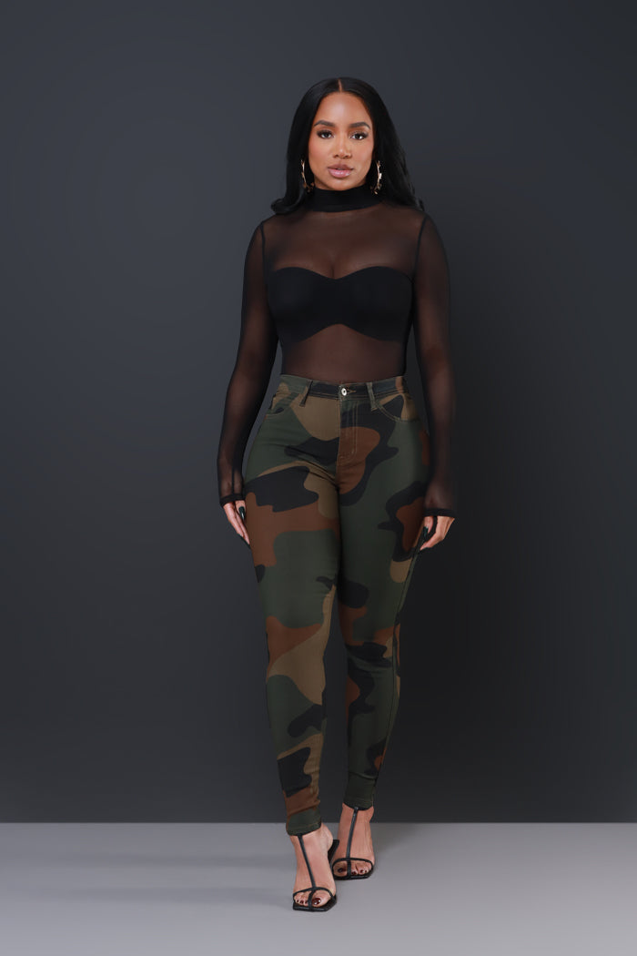 Drive Me Crazy High-Rise Camo Stretch Skinny Jeans - Abstract Camouflage