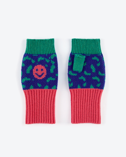 Miss PomPom Smiley Fingerless Wool Gloves