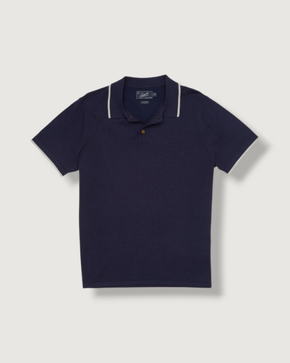 Cloud Cotton Viscose Sweater Polo - Navy