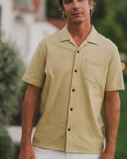 Moderno Jersey Seersucker Shirt - Dried Herb
