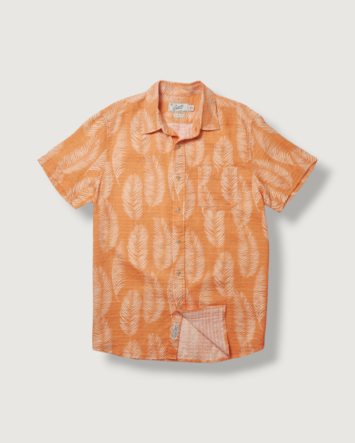 Bamboo Dobby Printed Short Sleeve Shirt - Coppertone Leaf