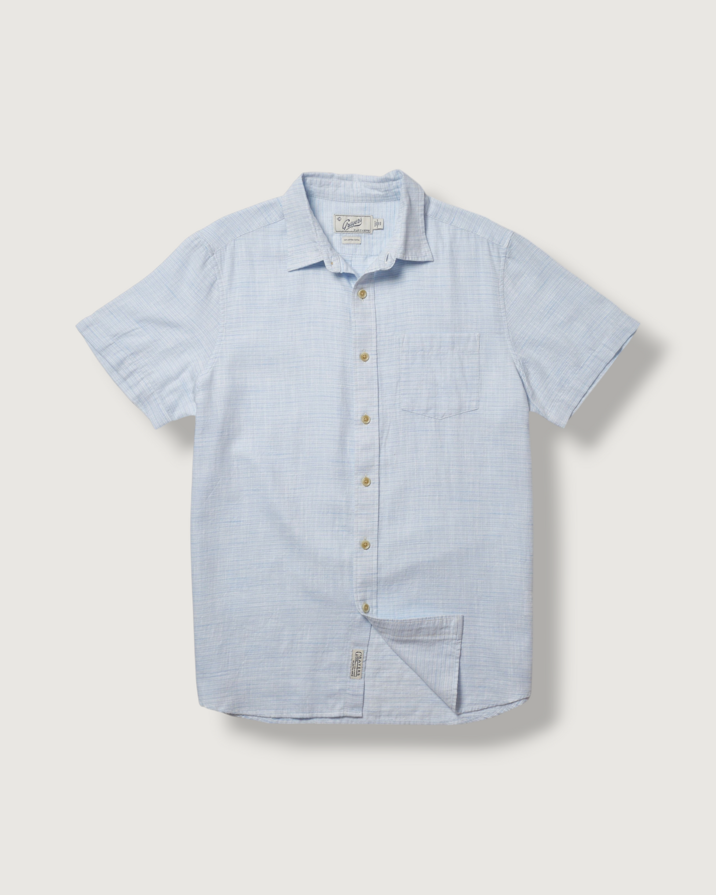 Light Weight Power Loom Short Sleeve Shirt - Blue Stripe