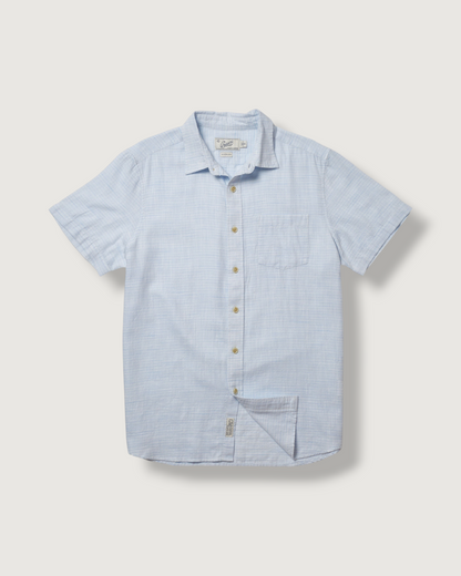 Light Weight Power Loom Short Sleeve Shirt - Blue Stripe