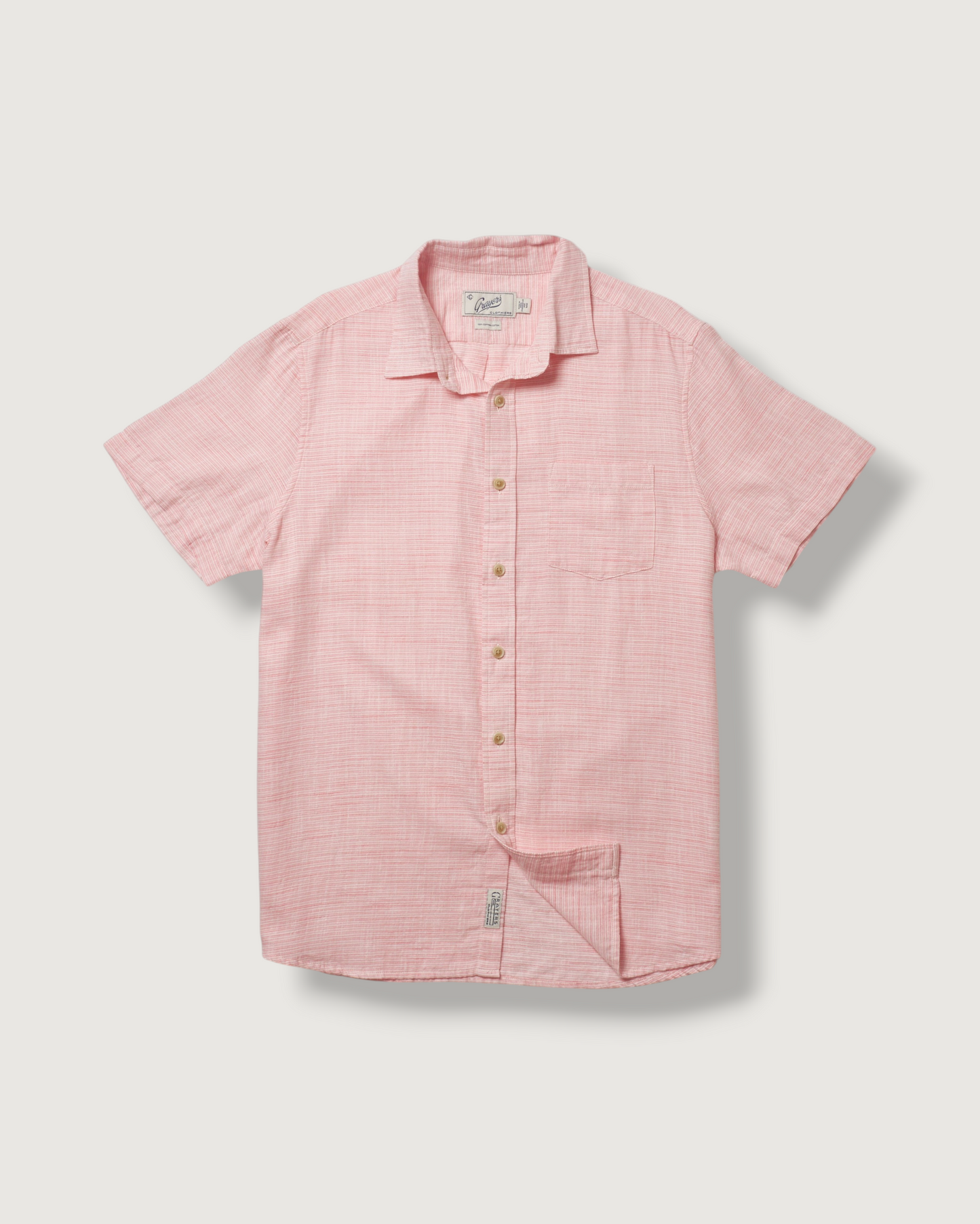 Light Weight Power Loom Short Sleeve Shirt - Red Stripe
