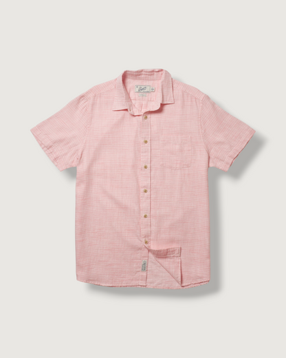 Light Weight Power Loom Short Sleeve Shirt - Red Stripe