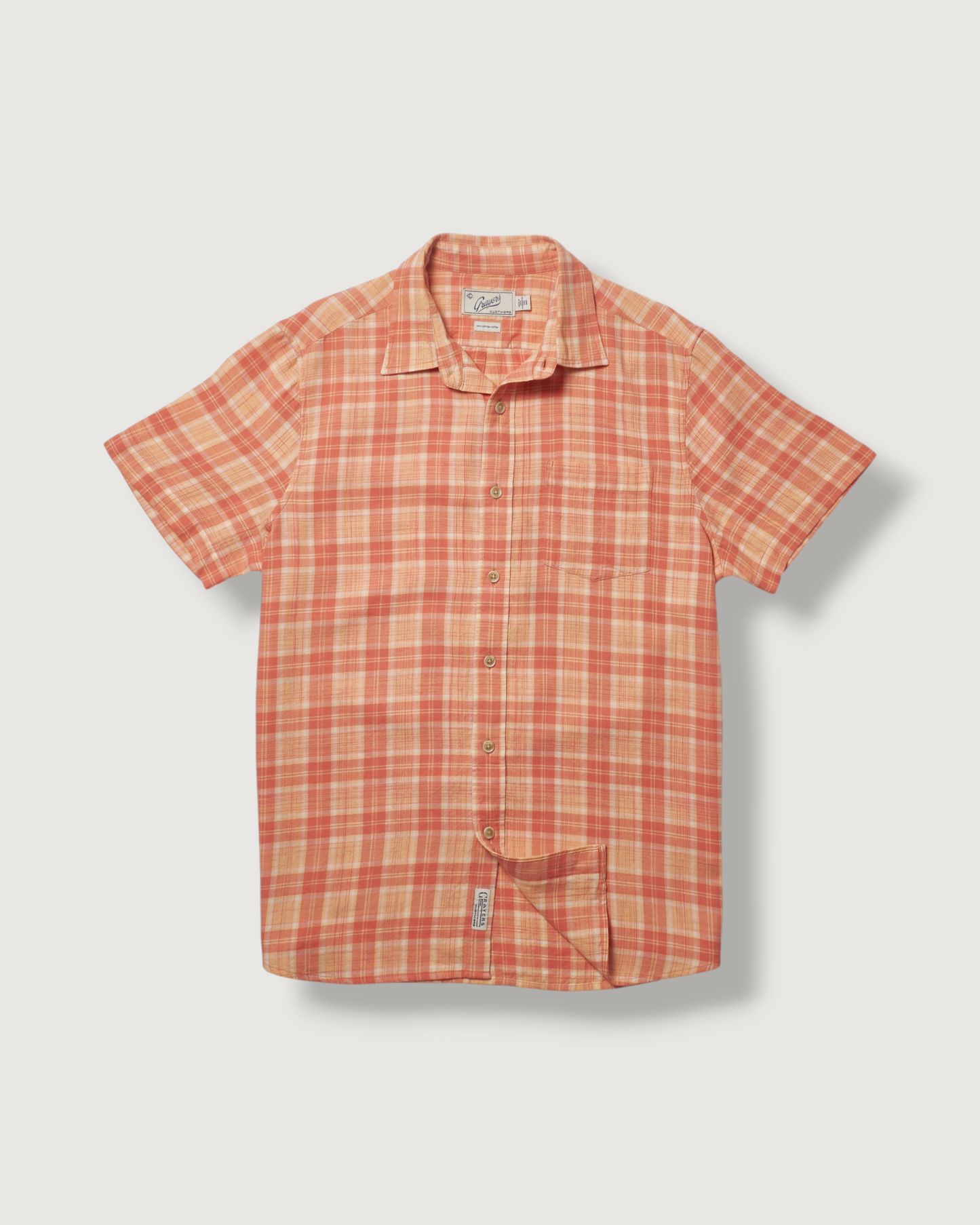 Light Weight Power Loom Short Sleeve Shirt - Auburn Cream Plaid