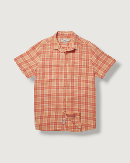 Light Weight Power Loom Short Sleeve Shirt - Auburn Cream Plaid