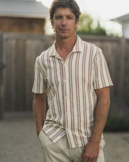 Baja Loopback Camp Shirt - Biscuit Cream Stripe