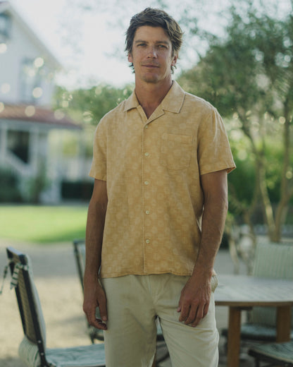 Cottage Loom Printed Camp Shirt - Terracotta Geo