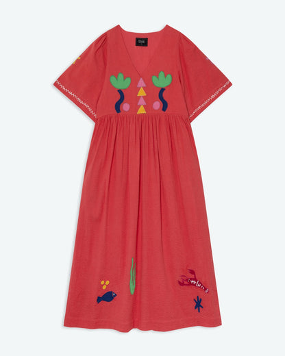 Lowie Red Applique Sea Dress