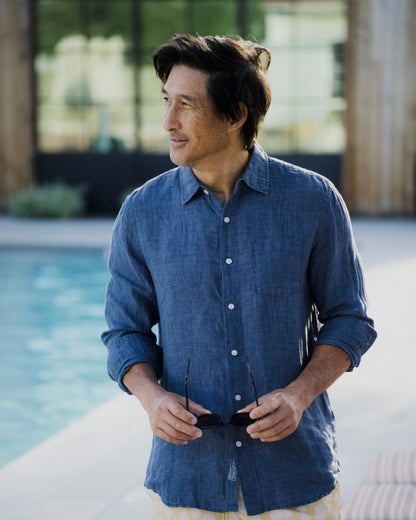 Positano Linen Shirt - Faded Navy