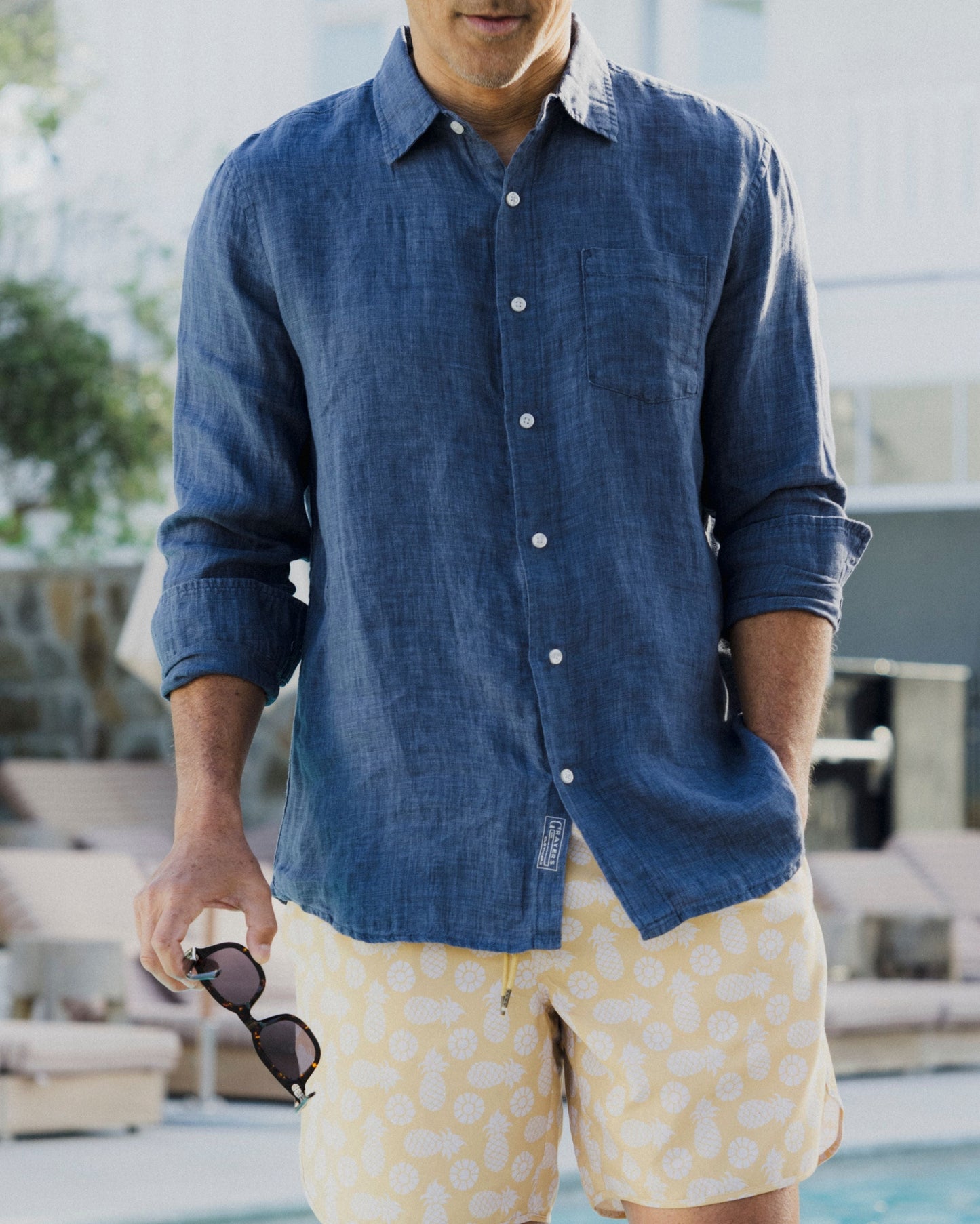 Positano Linen Shirt - Faded Navy